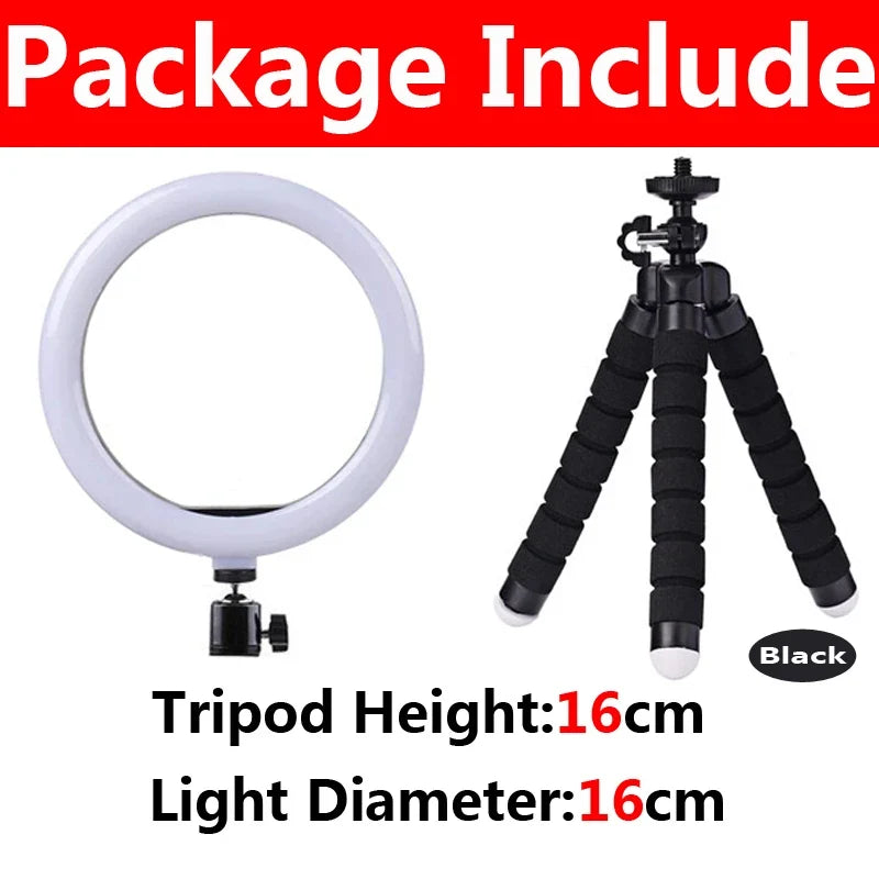 10 Inch LED Selfie Ring Light - Dimmable Photography Fill Lamp With Mini Tripod for Phone Live Video Studio