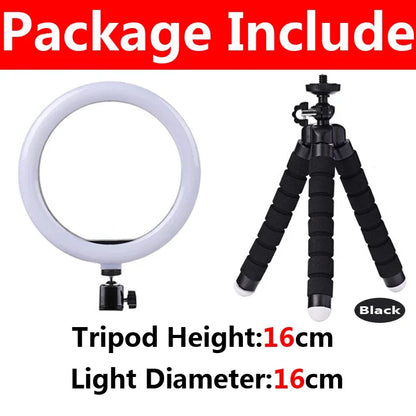 10 Inch LED Selfie Ring Light - Dimmable Photography Fill Lamp With Mini Tripod for Phone Live Video Studio