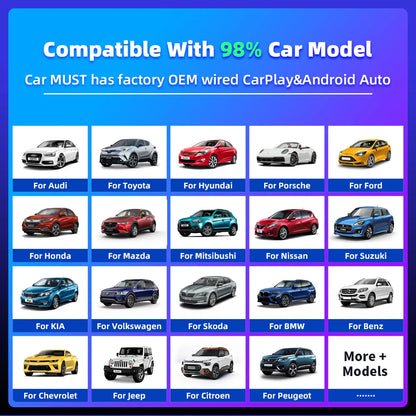 EKIY Mini CarPlay Smart Box - Wireless Android Auto Adapter & Apple Dongle for Volkswagen, Toyota, Peugeot, Volvo | Plug & Play