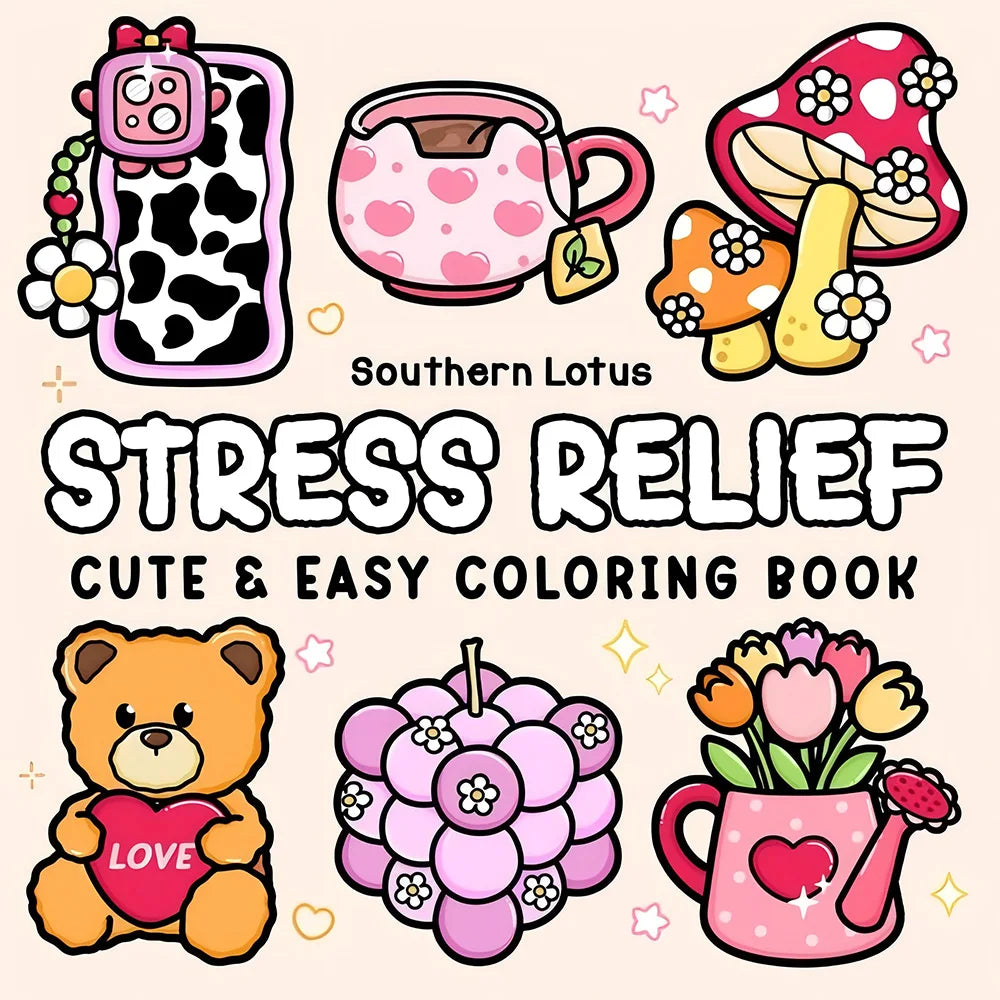 Cute Bold Easy Coloring Book - Fun Drawing & Coloring Activity Book for Adults, Party & Birthday Gift