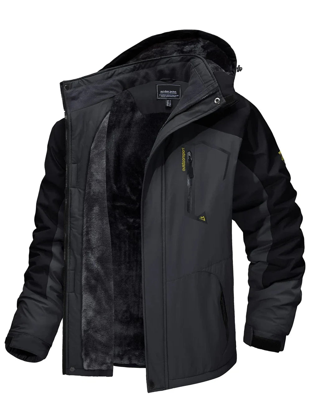 Men’s Fleece Lined Mountain Jacket - Removable Hooded Winter Ski, Snowboard and Hiking Parka Coat