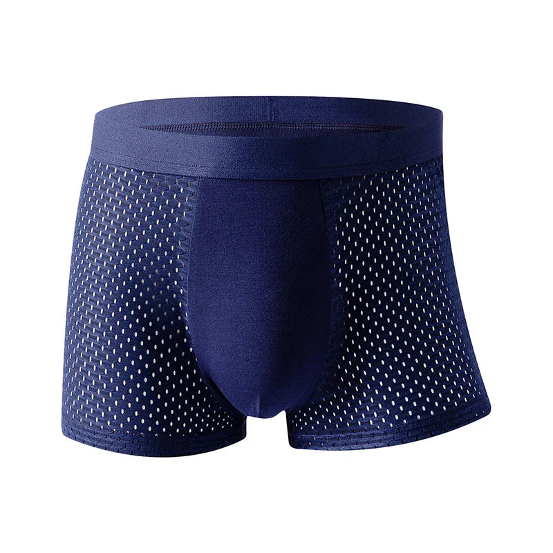 8Pcs Men's Ice Silk Mesh Boxer Shorts - Breathable Solid Color Fashion Underwear Panties for Men