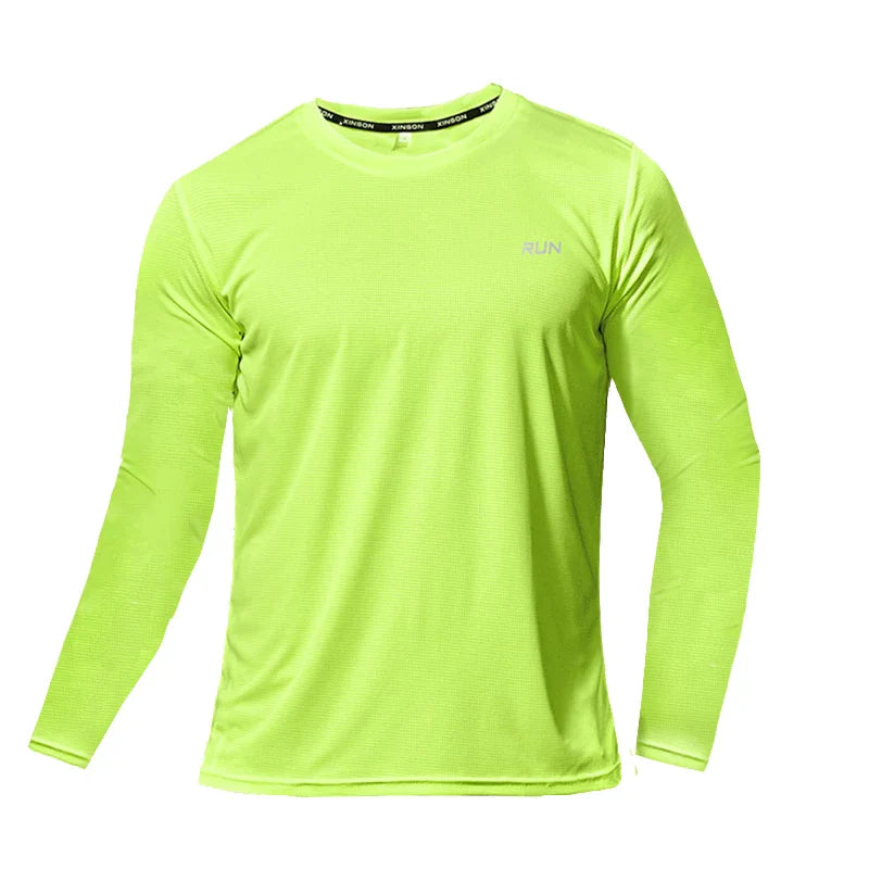 Men's Summer Ice Silk Long Sleeve T-Shirt – Quick Dry, Breathable Sun Protection for Outdoor Running