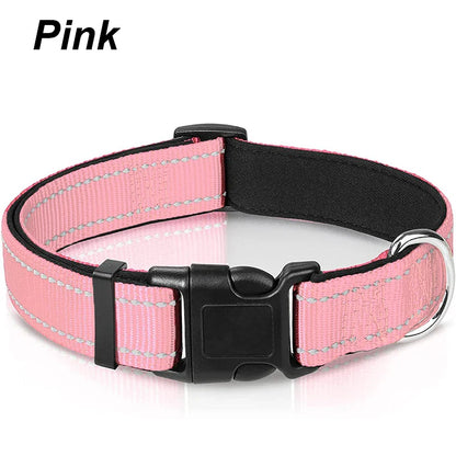 Reflective Dog Collar – Soft Neoprene Padded Nylon, Adjustable & Sturdy for Medium and Large Dogs