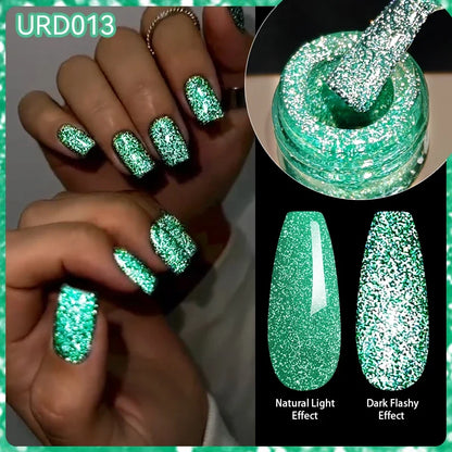 UR SUGAR Champagne Gold Silver Reflective Glitter Gel Nail Polish 15ml - Semi-Permanent Soak Off UV Manicure Art Varnish
