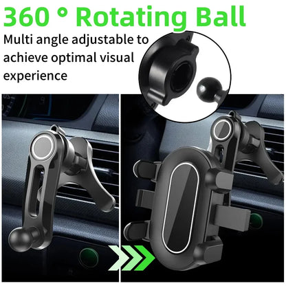 17mm Ball Head Car Phone Holder - 360° Rotatable Air Vent Clip Mount with Anti-Shake Y-Shaped Base