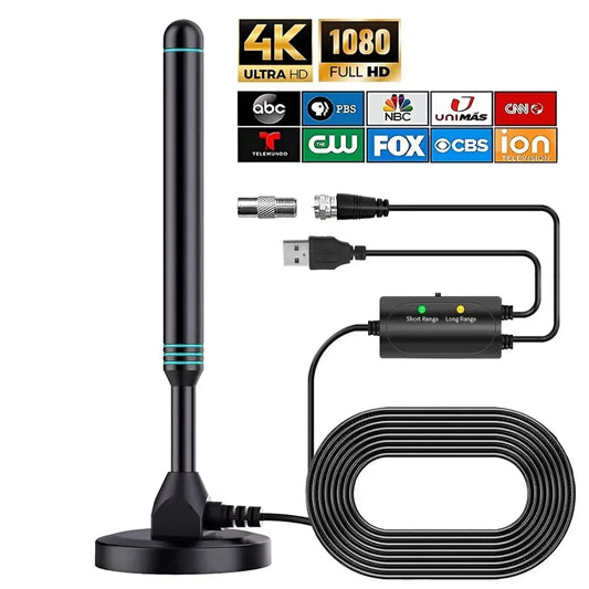 HD Digital TV Antenna with Amplifier - Adjustable Indoor & Outdoor UHF Universal Signal Receiver