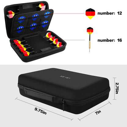 Dart Case for 16 Steel & Soft Tip Darts – Carrying Storage Organizer for Tips, Shafts, and Flights