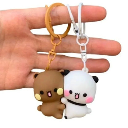 Cartoon Panda Bubu Dudu Magnetic Keychain - Cute Backpack Pendant, Couple Toy Figure Accessory & Fantasy Gift