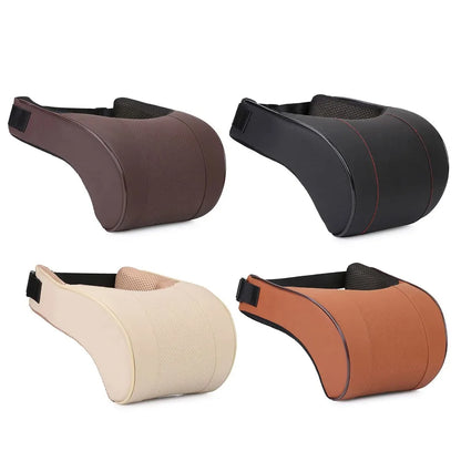 Memory Foam Car Neck Pillow — PU Leather Headrest Cushion for Comfortable Driving & Auto Interior Seat Support