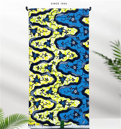 African Real Print Ankara Wax Fabric - Soft 100% Cotton Pagne 6 Yards