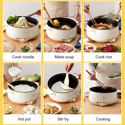 220V Electric Multi Cooker Pot - Single & Double Layer Non-Stick Rice Cooker Hot Pot for 1-2 People Household Cooking