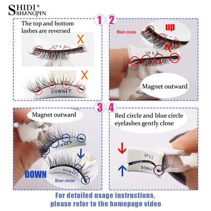 Magnetic Eyelashes Set – Handmade Fluffy Faux Mink Reusable False Lashes with Magnetic Tweezers for Natural Makeup Look
