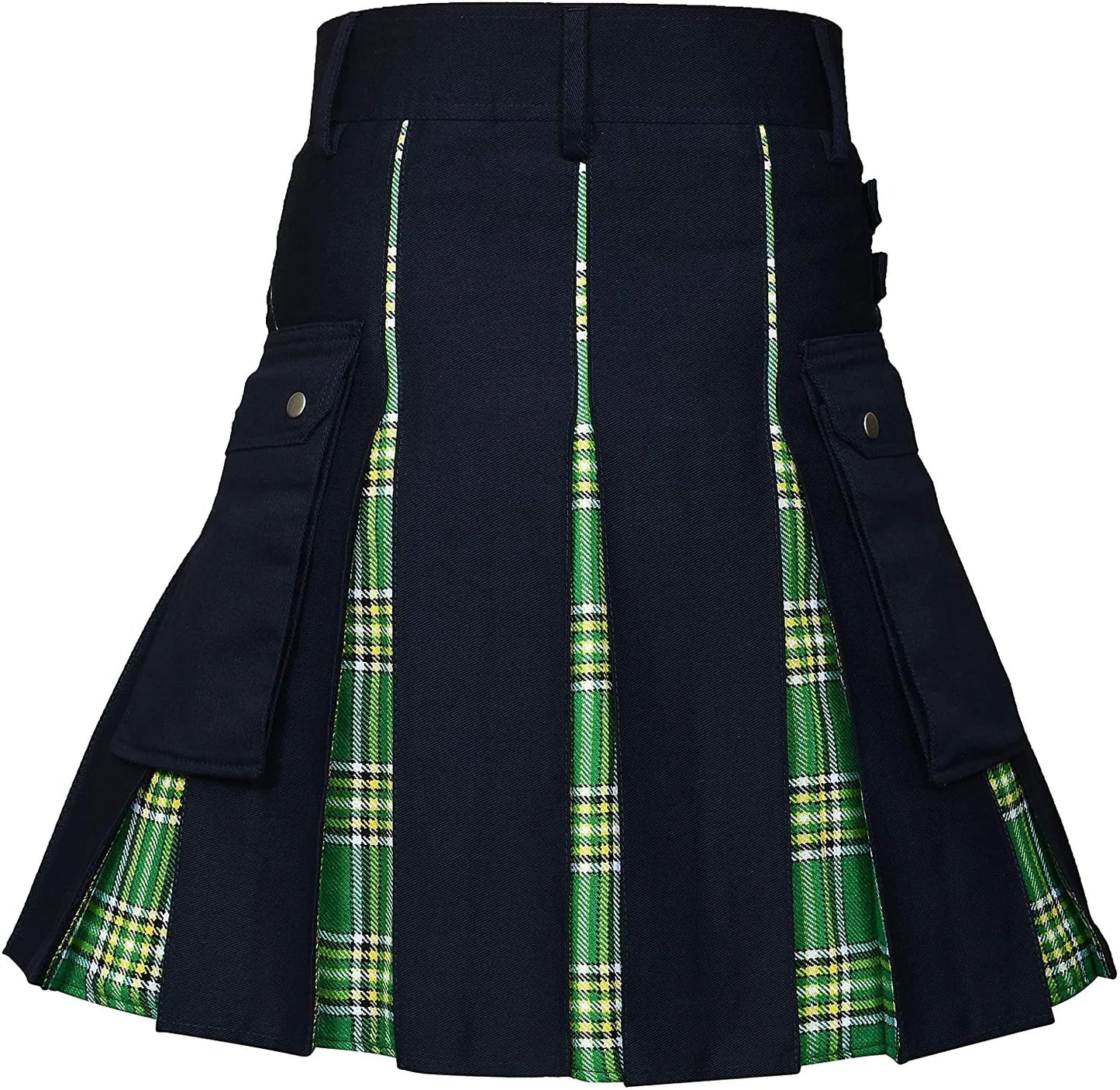 Men's Utility Hybrid Kilt - 100% Cotton Denim Tartan Style Box Pleated Traditional Kilt