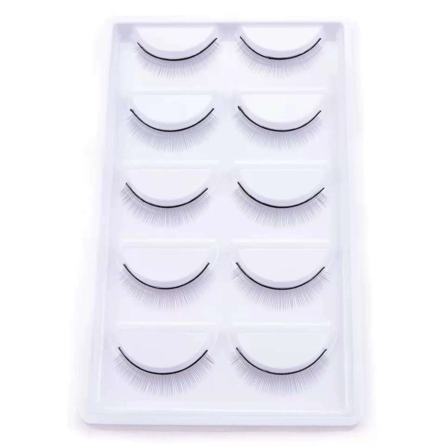 5 Pairs Manga Style Cosplay False Eyelashes – Soft Natural Short Mink Strip Lashes with Clear Band