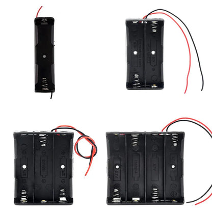 10-in-1 Plastic 18650 Battery Holder — 1/2/3/4 Slot Storage Box with Wire Lead for 3.7V 18650 Batteries