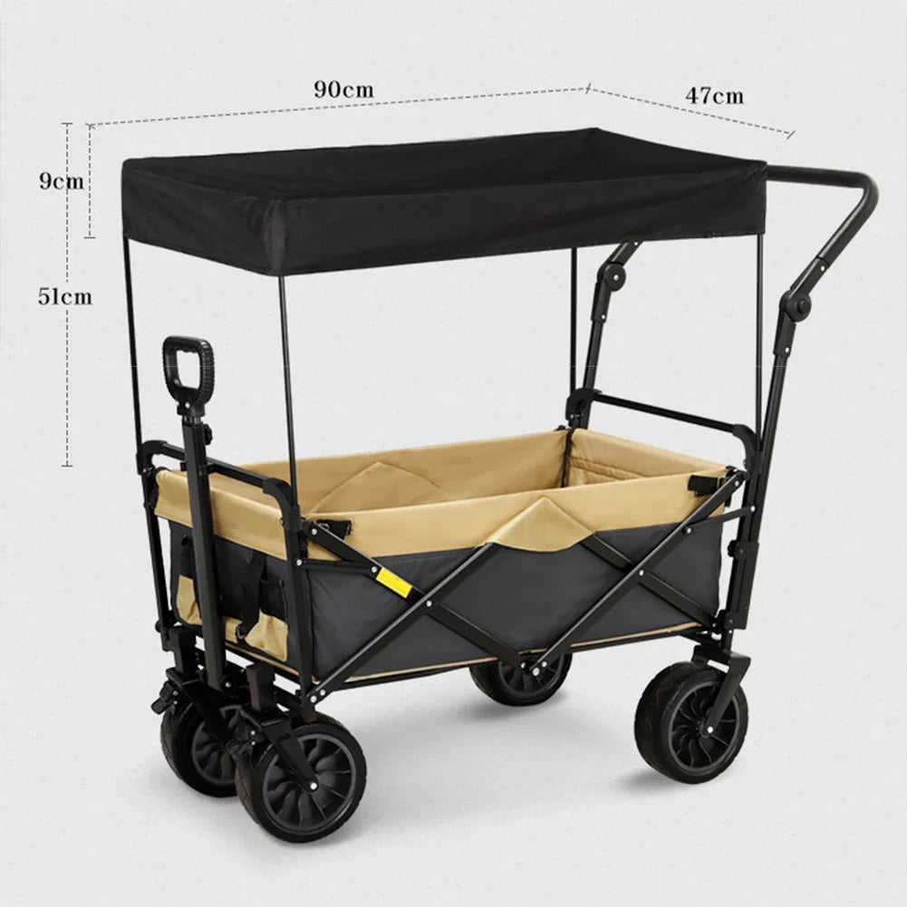 Removable Wagon Awning Canopy Sun Shade Cover for Trolley Cart with PE Cloth Tube Shelter