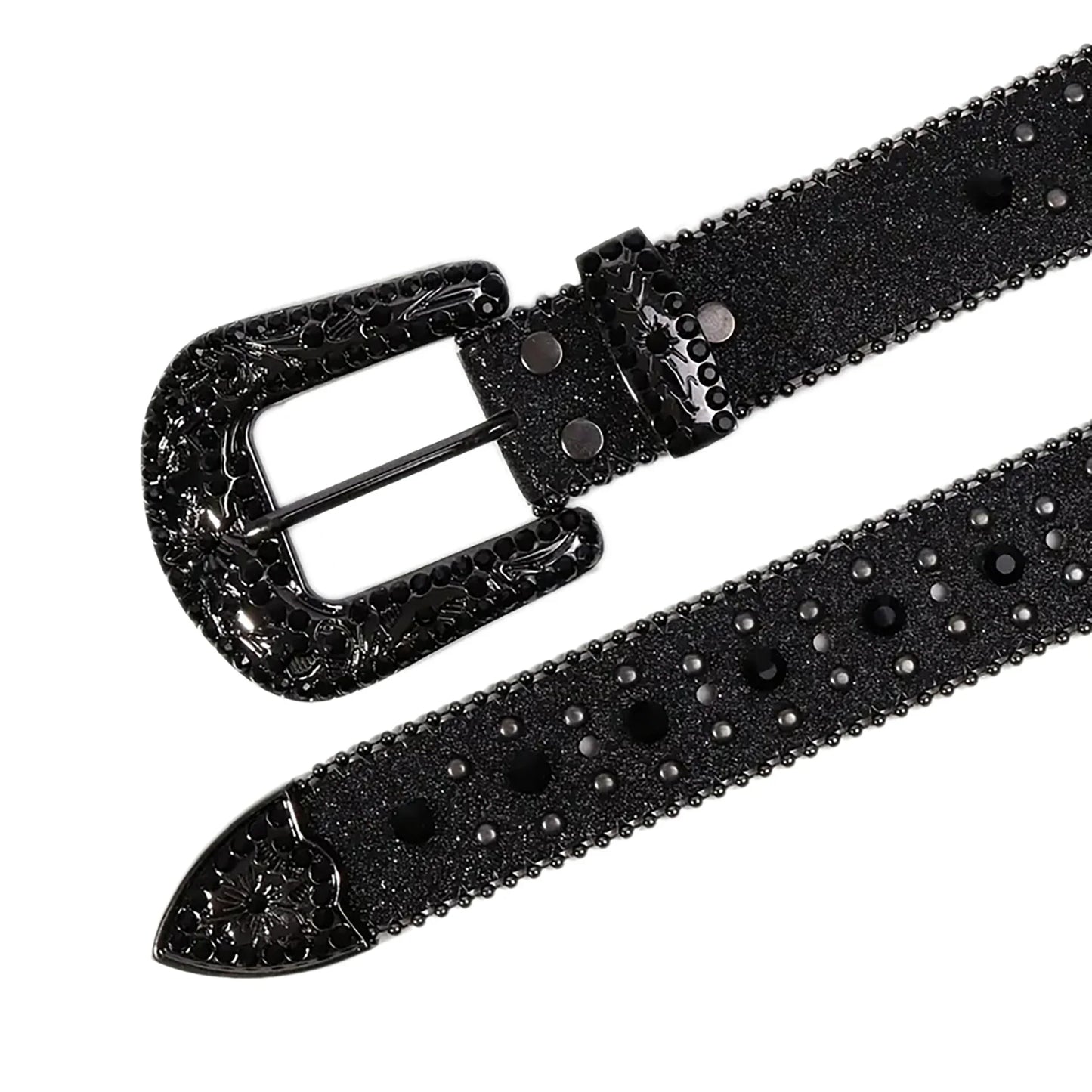 Women's Rhinestone Western Belt – Fashion Leather Cowboy Belt with Man-Made Diamonds for Jeans & Outfits
