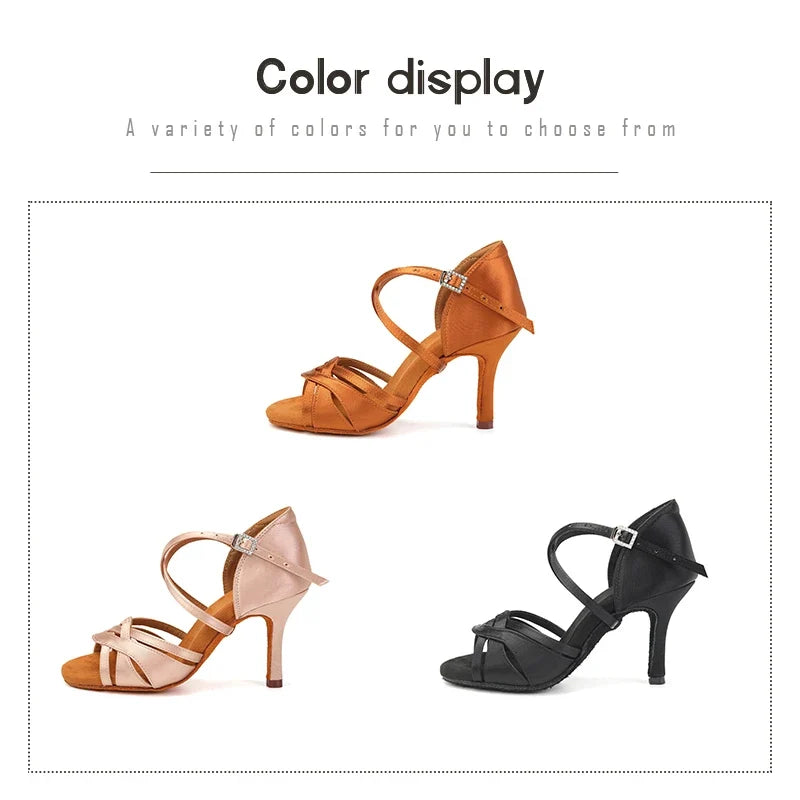 DKZSYIM Women’s Latin Dance Shoes - Ballroom Tango Salsa Party Shoes with Suede Soles and Elegant Sandal Design