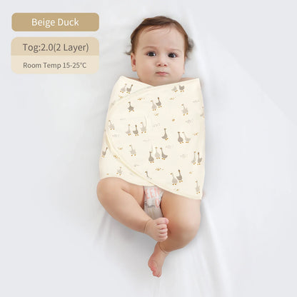 Bilayer Baby Swaddle Wrap Blanket - Soft Thin Cotton Newborn Anti-Startle Sleep & Changing Cover