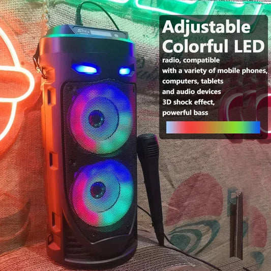 30W Portable Bluetooth Speaker - Big Power Stereo Bass Subwoofer with Microphone for Parties & Karaoke