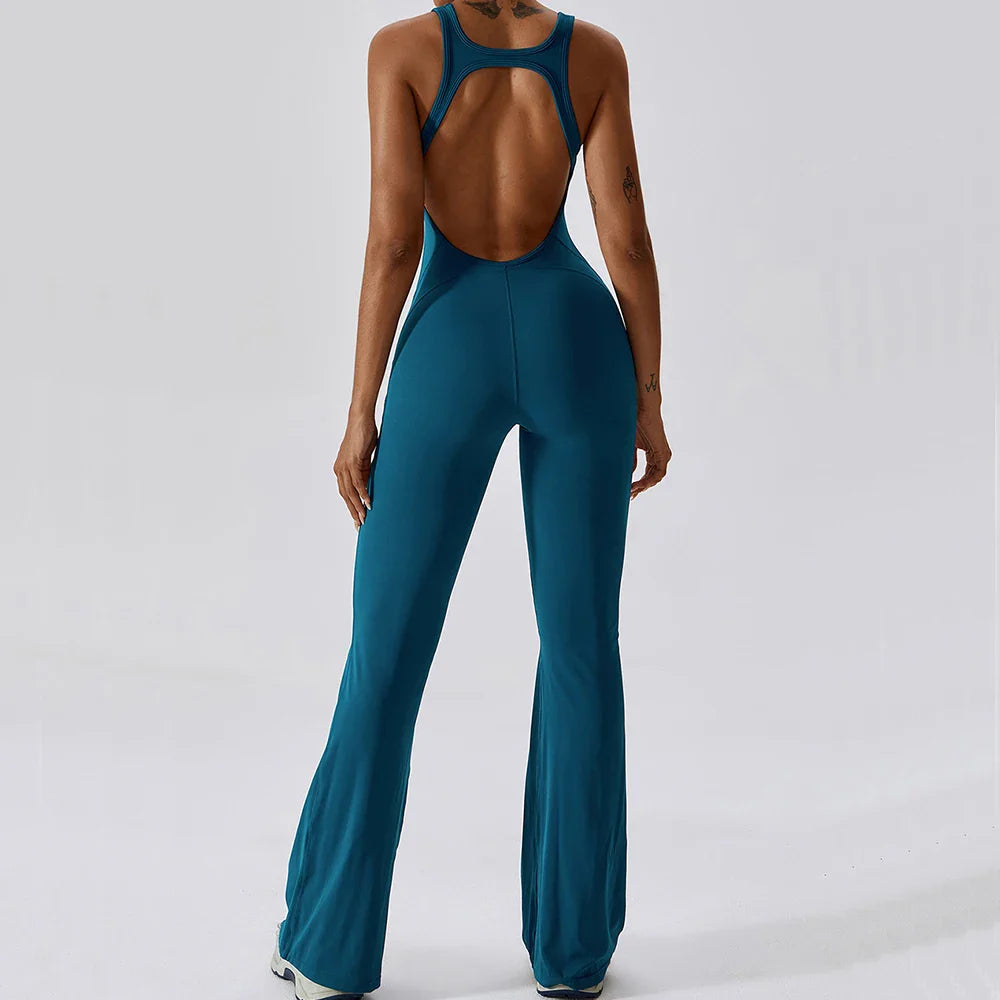 Women’s Yoga Sportswear Jumpsuit – Fitness Gym Romper Stretch Workout Bodysuit with Push Up Support