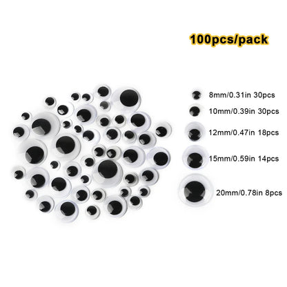 Self-Adhesive Googly Wiggle Eyes - 100/200/550PCS DIY Craft Scrapbooking Doll Toy Accessories