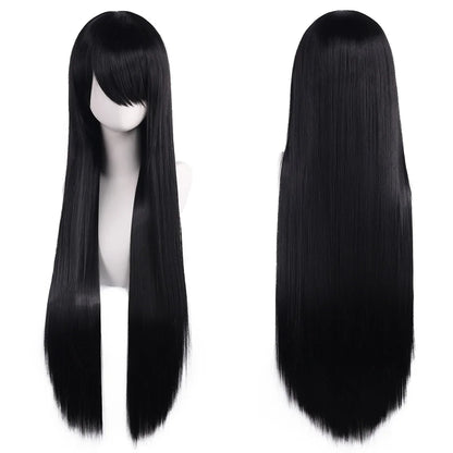 80cm Long Cosplay Wig - Synthetic Straight Hair with Bangs for Lolita Anime Costume Party Styling