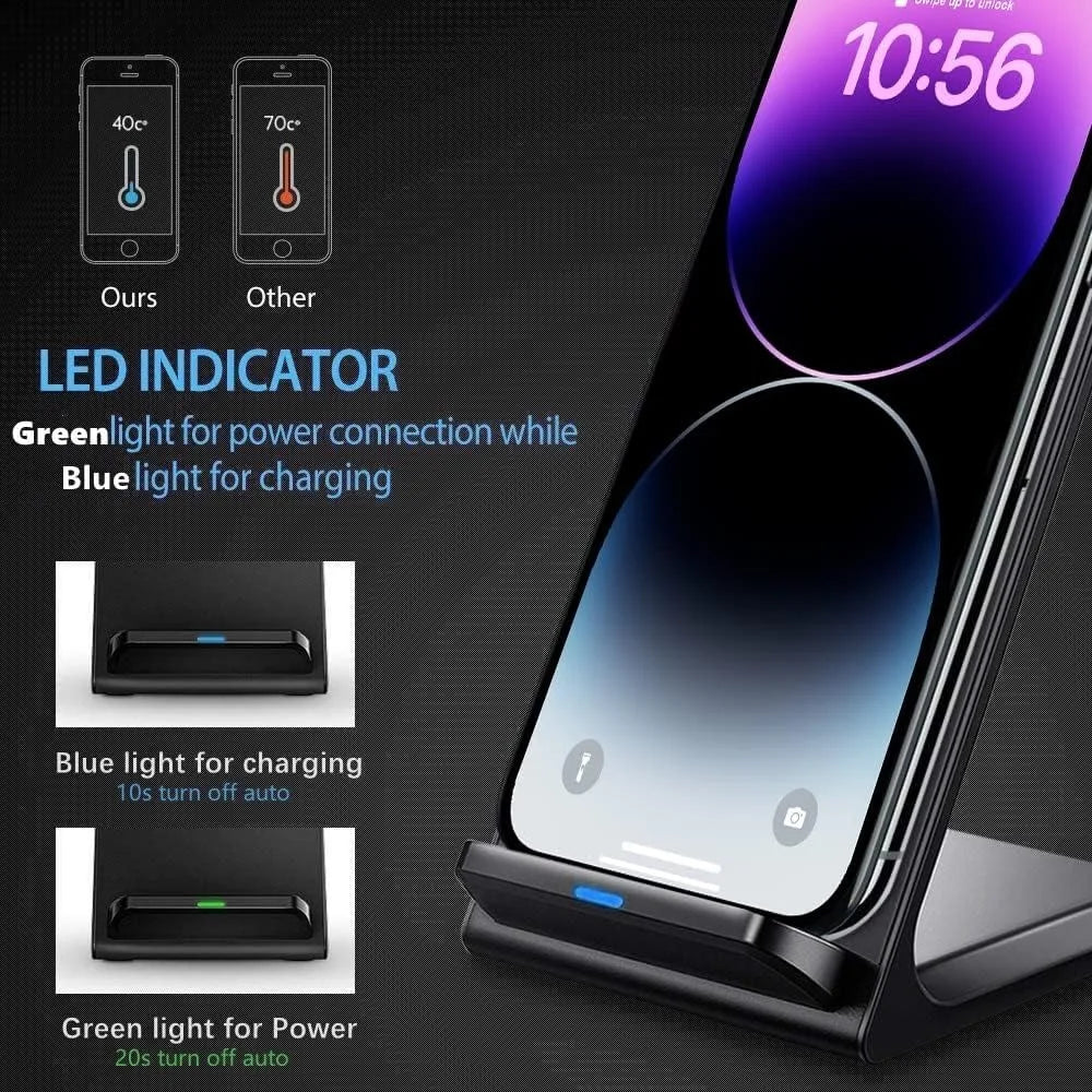 30W Wireless Charger Stand - Fast Charging Pad Dock for iPhone 17/16/15/14/13, Samsung & Xiaomi