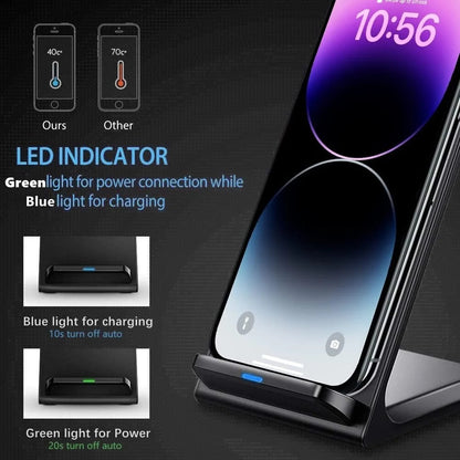 30W Wireless Charger Stand - Fast Charging Pad Dock for iPhone 17/16/15/14/13, Samsung & Xiaomi
