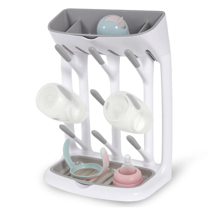Baby Bottle Drying Rack - Space-Saving Countertop Holder with Detachable Tray Organizer