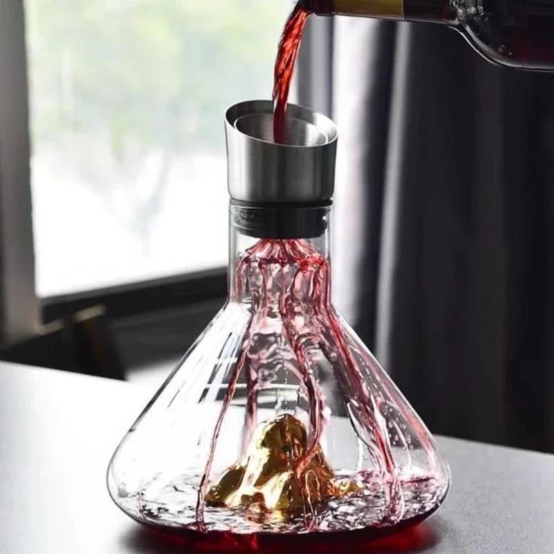 1500ML Iceberg Whisky & Wine Decanter – Handmade Lead-Free Crystal Carafe with Thickened Pourer, Bar Accessories
