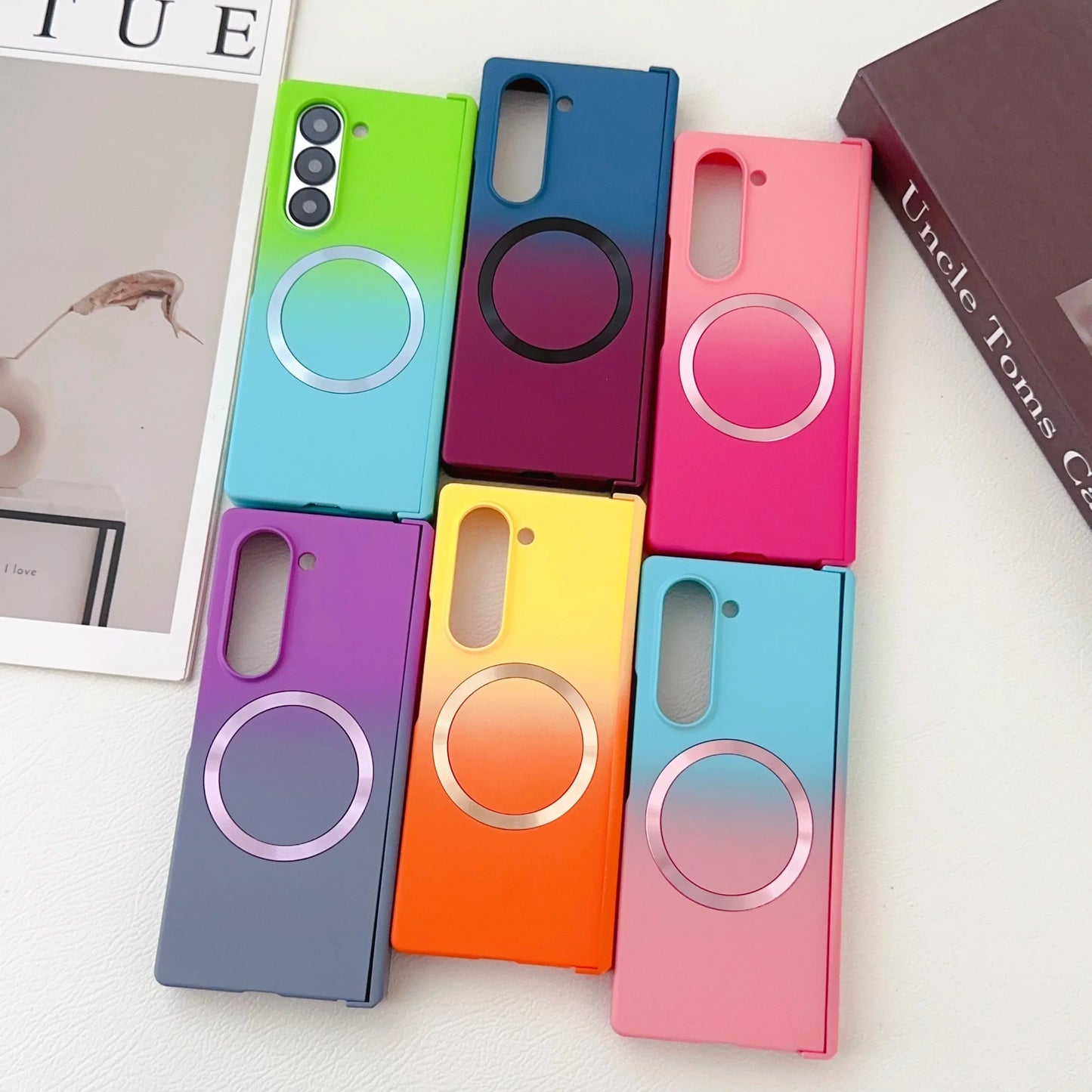 Magnetic Magsafe Wireless Charging Case — Gradient Liquid Silicone Bumper for Samsung Galaxy Z Fold 3-7