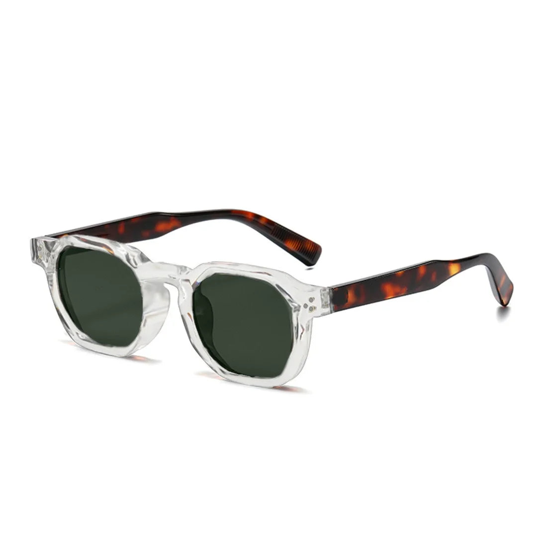 JNPCXI Vintage Rivet Oval Sunglasses – Fashion Leopard Frame Luxury Eyewear for Men & Women, Anti Blue Light Glasses