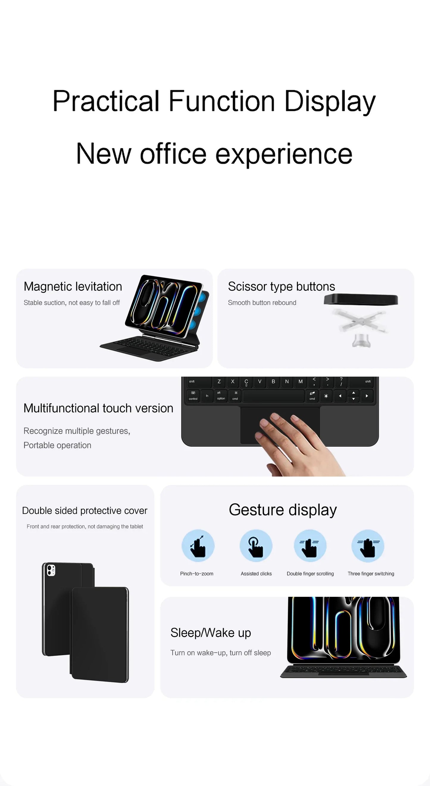 Backlit Magic Keyboard Case for iPad Pro 11/13" (2024 M4) & iPad Air M2 – Smart Folio Cover