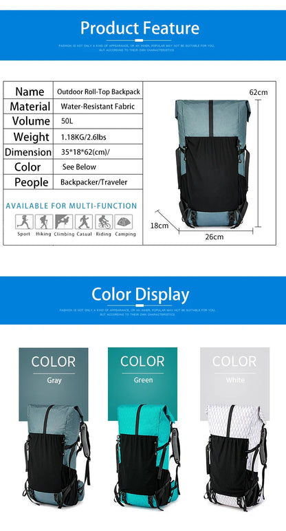 40L Outdoor Hiking Backpack – Waterproof Camping & Climbing Bag, Large Capacity Travel Backpack for Men & Women (2024 New)