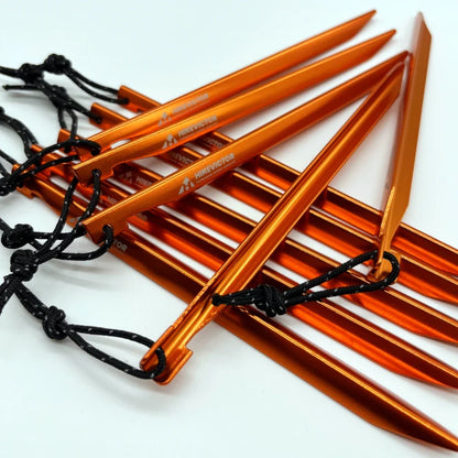 Hikevictor 10pcs Aluminum Alloy Ultralight Tent Pegs 16cm | Outdoor Camping Ground Nail Stakes with Wind Rope Storage Bag