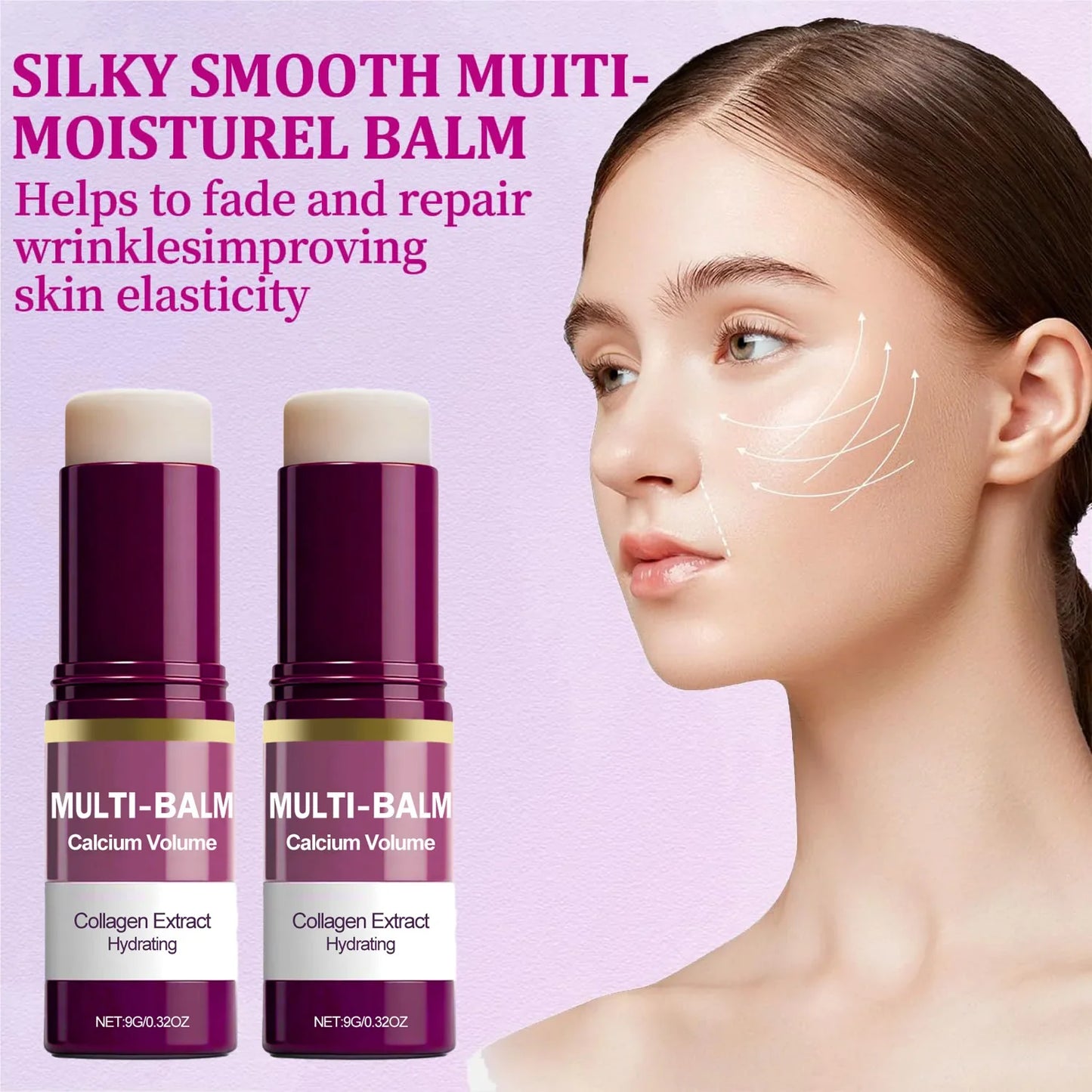 Calcium Volume Multi Balm Stick - Collagen Infused Hydrating Firming Anti-Wrinkle Pre-Makeup Moisturizer