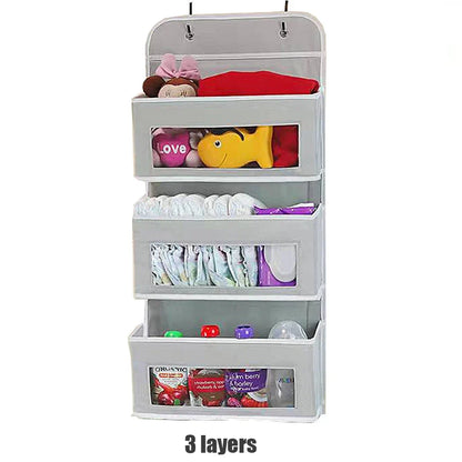 Over The Door Hanging Organizer - 1/3/4/5 Pocket Wall Mounted Storage Rack for Bathroom, Dorm & Clothes