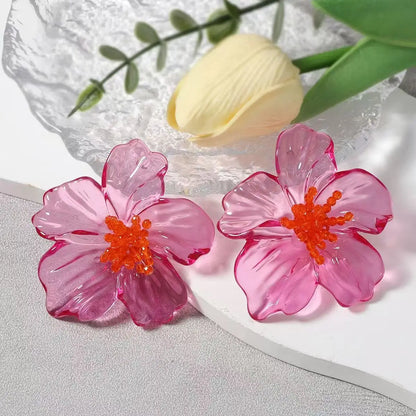 Zvoijio Resin Flower Drop Earrings - Personalized Trendy Long Water Drop Jewelry for Women