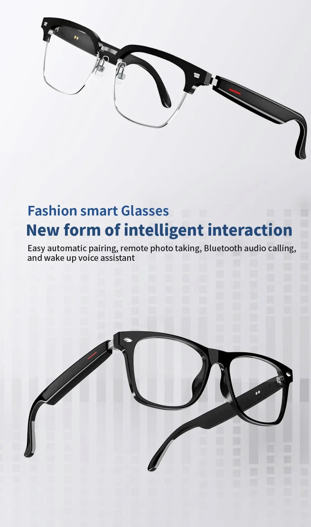 Hiwego Camera Smart Music Sunglasses – Wireless Bluetooth Headset with HIFI Sound, Earphones, Hands-Free Call & Driving Glasses