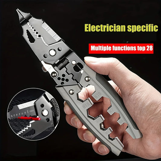 28 In 1 Professional Wire Stripper Tool - 8-Inch Wire Cutter, Crimper, Cable Stripper & Electrical Wiring Tool