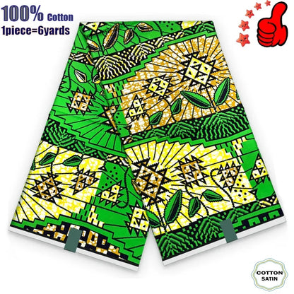 African Real Wax Fabric - High Quality 100% Cotton Ankara Pagne for Women’s Dresses