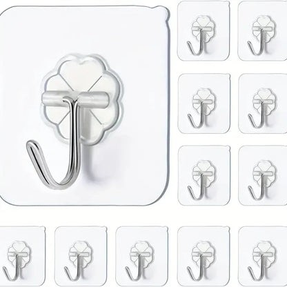 Transparent Heavy Duty Self-Adhesive Wall Hooks – Multi-Purpose Key & Towel Holder for Kitchen and Bathroom