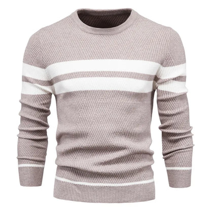 Men's Autumn Patchwork Sweater - O-Neck Long Sleeve Slim Fit Warm Casual Fashion Pullover Top