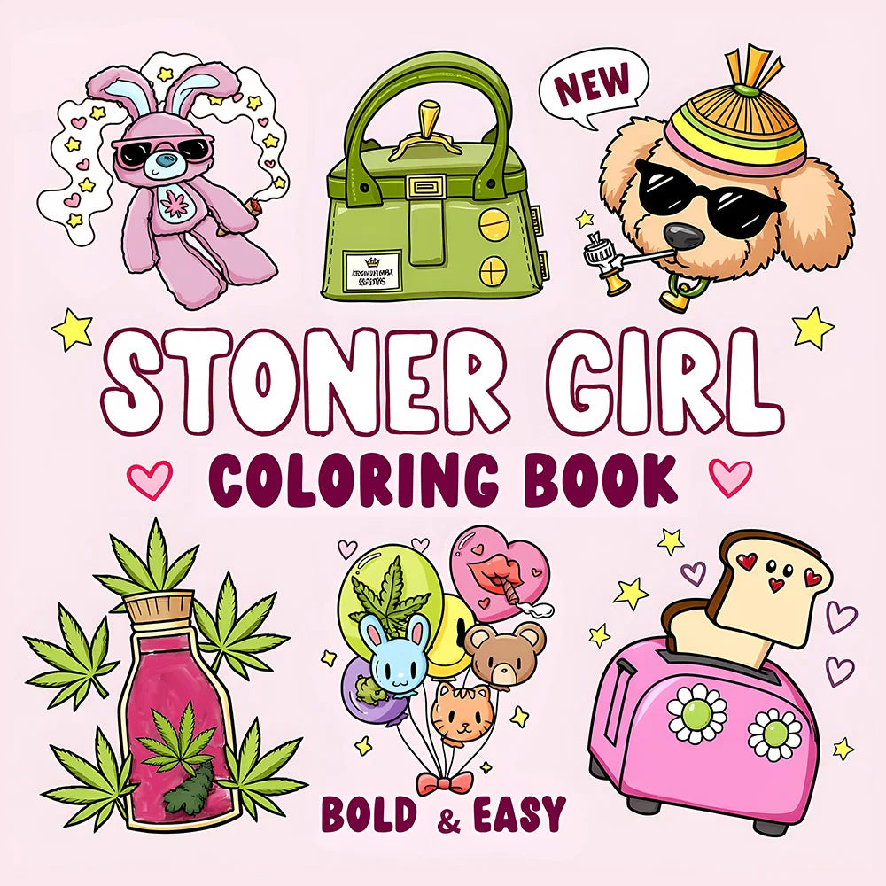 Stoner Girl Coloring Book for Adults - Bold Easy Patterns Cute Drawing Book for Relaxation Party & Birthday Gift