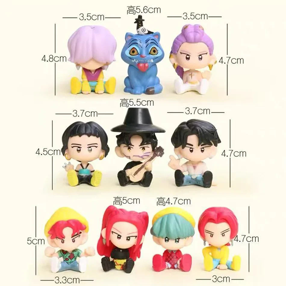 Q Version 10pcs Kpop Demon Hunters Action Figures – Tiger, Rumi, Mira & Zoey Collectible Dolls for Fans