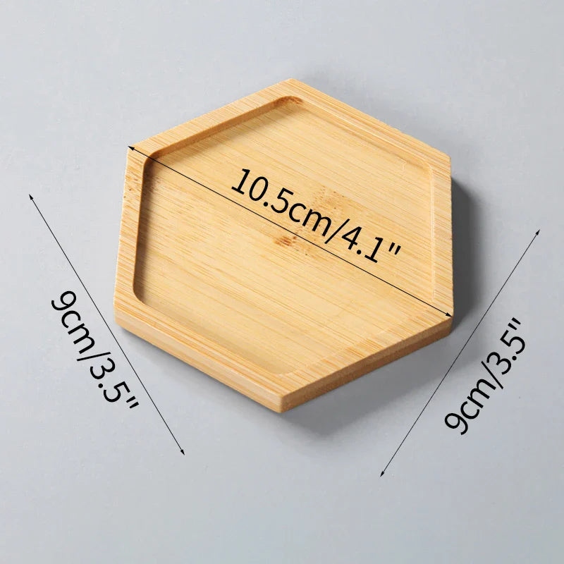 Mini Bamboo Tray Coaster – Wooden Saucer Plate for Flower Pots, Cups, and Coffee, Creative Kitchen & Home Decor Mat
