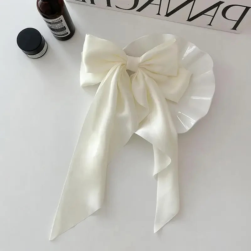 Fashion Cute Fabric Hair Bow Hairpin – Black & White Ribbon Hair Clips, Headwear for Women, Hair Jewelry Accessories