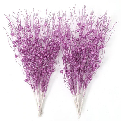5PCS Glitter Artificial Berry Bouquet | Christmas Tree Ornament & Home Decor for New Year 2026, Navidad DIY Wreath Accessories